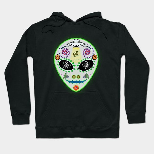 Alien Day of the Dead Mask Hoodie by acurwin